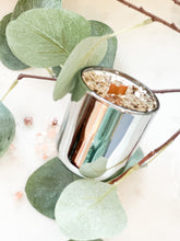 Load image into Gallery viewer, Sea Minerals candle with background of eucaplyptus leaves and pink himalayan salt

