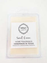 Load image into Gallery viewer, Wax melts are a nice option for those who cannot burn a candle in their space but still want a safe and luxurious scent. Each wax melt pack is hand poured, 100 % American Grown Soy wax and contains our custom blends of phthalate free fragrances infused with essential oils. Wax melts are used in either electric or flame wax melters.
