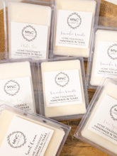 Load image into Gallery viewer, Wax melts are a nice option for those who cannot burn a candle in their space but still want a safe and luxurious scent. Each wax melt pack is hand poured, 100 % American Grown Soy wax and contains our custom blends of phthalate free fragrances infused with essential oils. Wax melts are used in either electric or flame wax melters.
