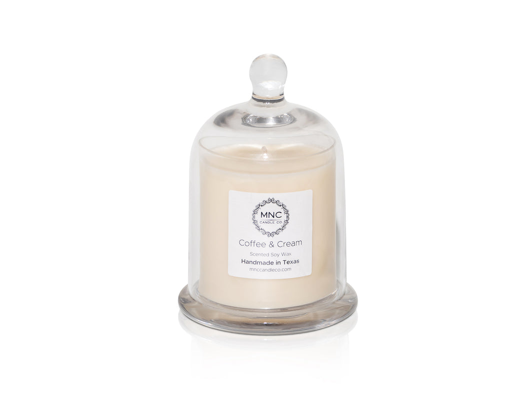 This beautiful 12 oz candle comes with its own cloche cover for an elegant display. It also keeps the fragrance in when not in use. Excellent wedding gift!